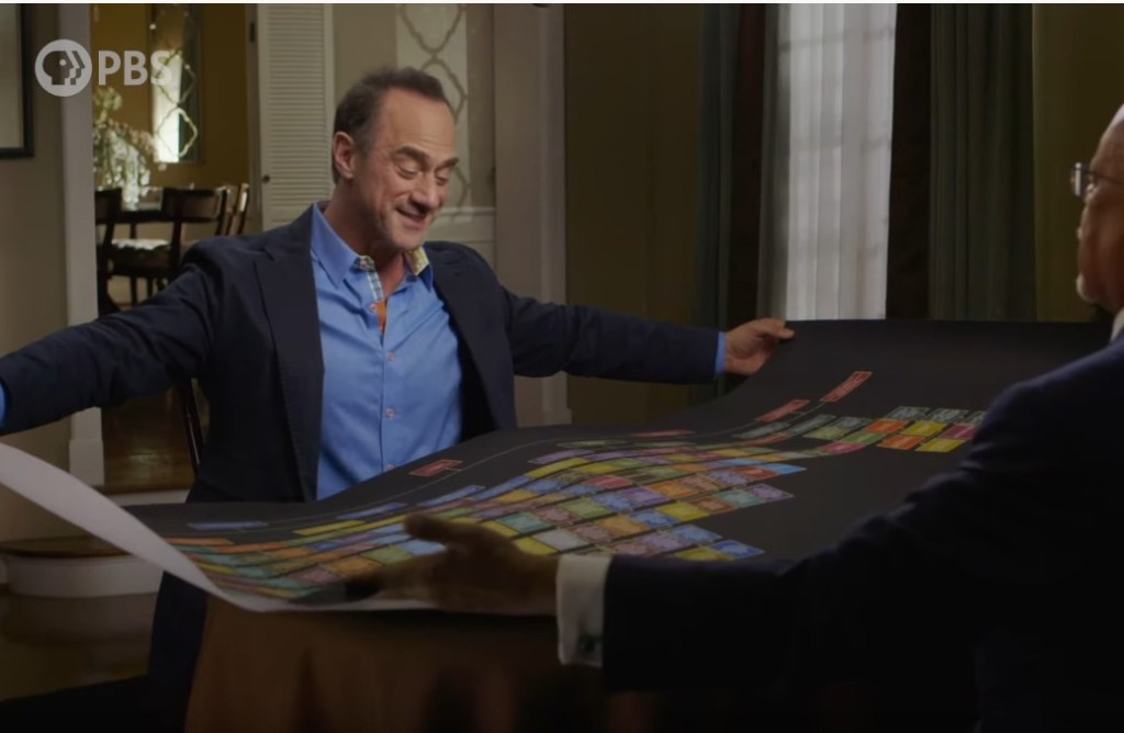 Christopher Meloni watching his family tree at Finding Your Roots by PBS
